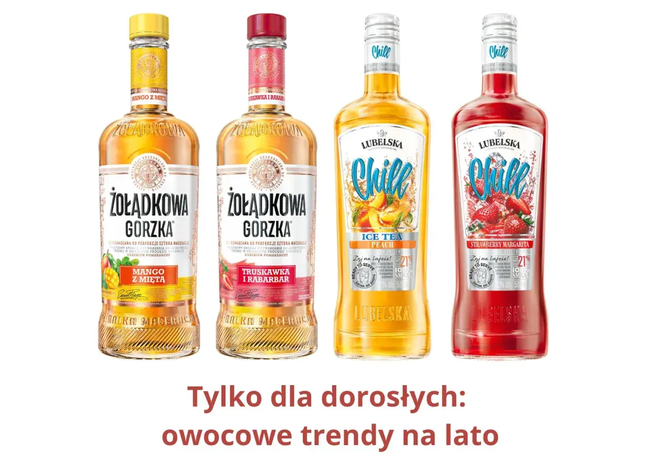 Gorzka żołądkowa ruda z mango i miętą, truskawką i rabarbarem, a także brzoskwiniowa i truskawkowa margarita.